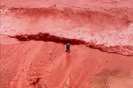 Воды Персидского залива окрасились после ливня в&nbsp;кроваво-красные тона